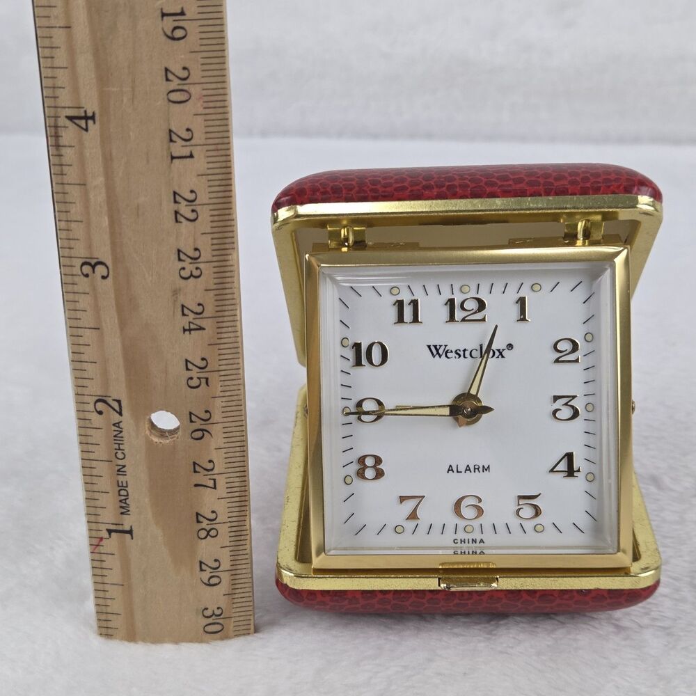Vintage Westclox Travette II Red Keywind Travel Alarm Foldable Clock Works‎ - Picture 13 of 16